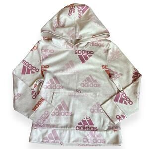 Adidas Girls Pink/Ivory Hoodie Sweatshirt